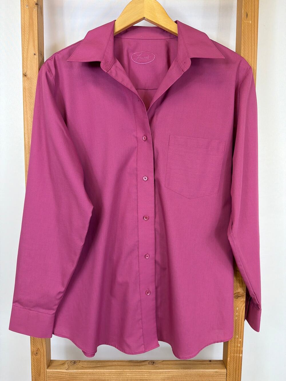 Foxcroft Pink Wrinkle-Resistant Button-Down Shirt Long Sleeve Classic Fit M/L